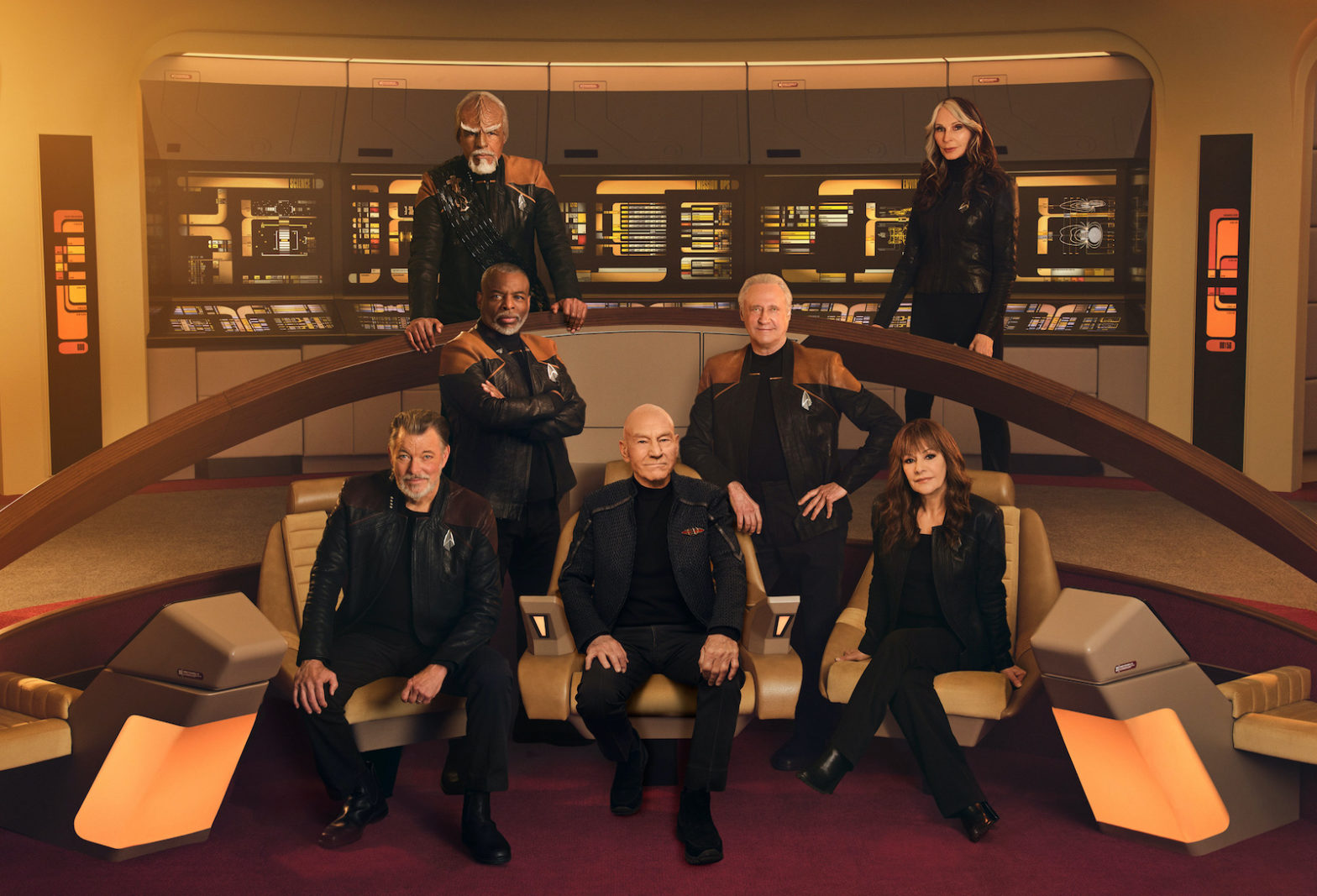 The crew of the U.S.S. Enterprise-D on the bridge, once again.